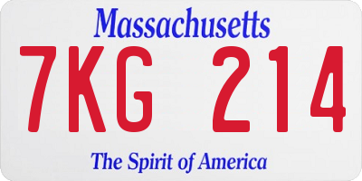 MA license plate 7KG214
