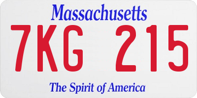 MA license plate 7KG215