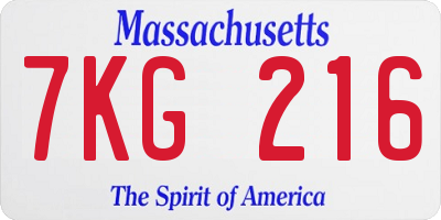 MA license plate 7KG216