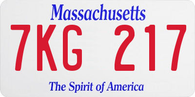 MA license plate 7KG217