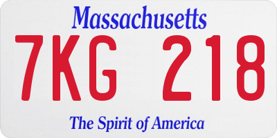MA license plate 7KG218