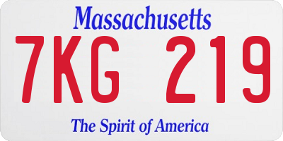 MA license plate 7KG219