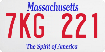 MA license plate 7KG221