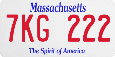 MA license plate 7KG222