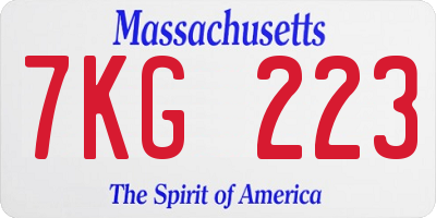 MA license plate 7KG223