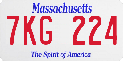 MA license plate 7KG224
