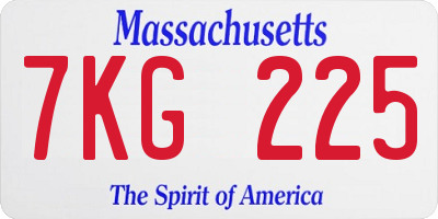MA license plate 7KG225