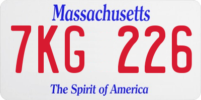 MA license plate 7KG226