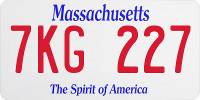 MA license plate 7KG227