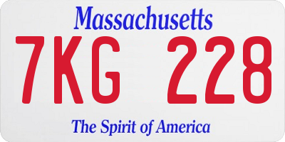 MA license plate 7KG228