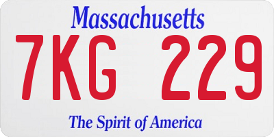 MA license plate 7KG229