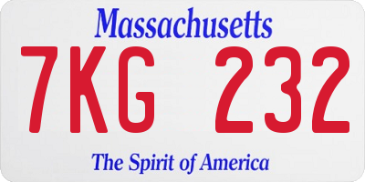 MA license plate 7KG232