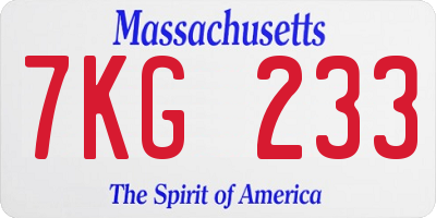 MA license plate 7KG233