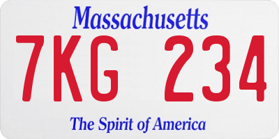 MA license plate 7KG234