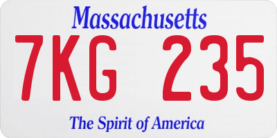 MA license plate 7KG235
