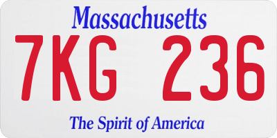 MA license plate 7KG236