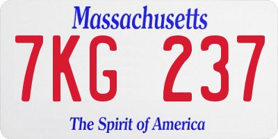 MA license plate 7KG237
