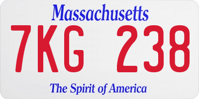 MA license plate 7KG238