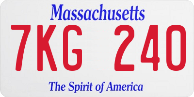 MA license plate 7KG240