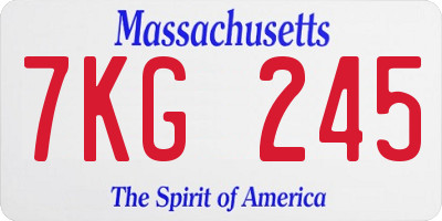 MA license plate 7KG245