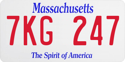 MA license plate 7KG247
