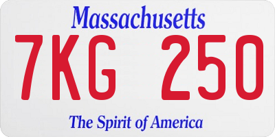 MA license plate 7KG250