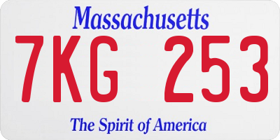 MA license plate 7KG253