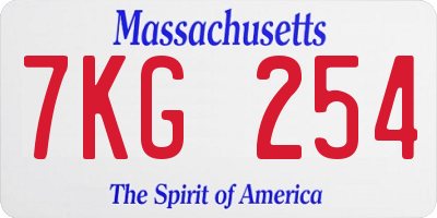 MA license plate 7KG254