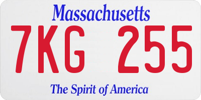 MA license plate 7KG255