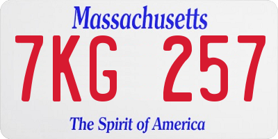 MA license plate 7KG257