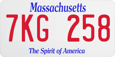 MA license plate 7KG258
