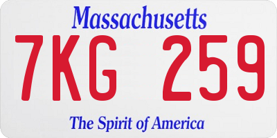 MA license plate 7KG259