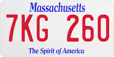 MA license plate 7KG260