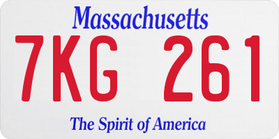 MA license plate 7KG261