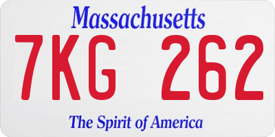 MA license plate 7KG262