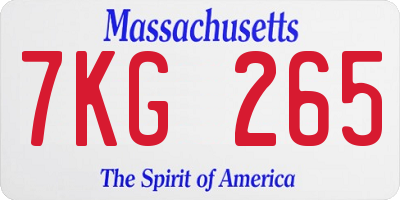 MA license plate 7KG265