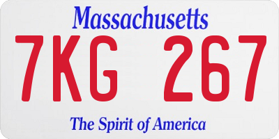 MA license plate 7KG267