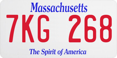 MA license plate 7KG268