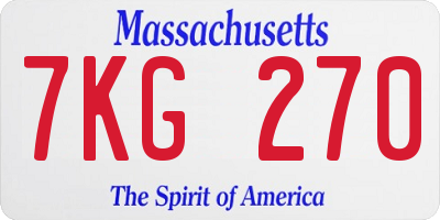 MA license plate 7KG270