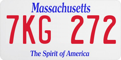 MA license plate 7KG272