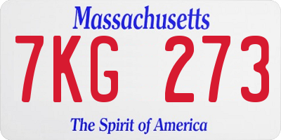 MA license plate 7KG273