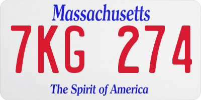 MA license plate 7KG274