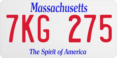 MA license plate 7KG275