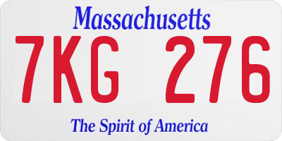 MA license plate 7KG276