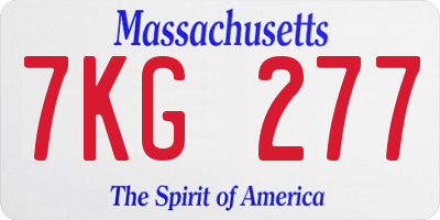 MA license plate 7KG277