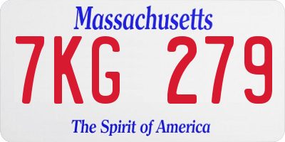 MA license plate 7KG279