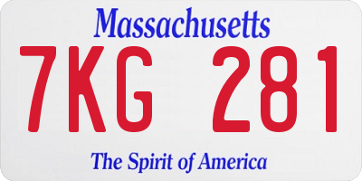 MA license plate 7KG281