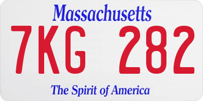 MA license plate 7KG282