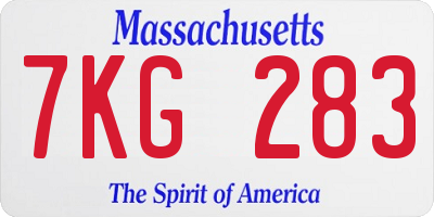 MA license plate 7KG283