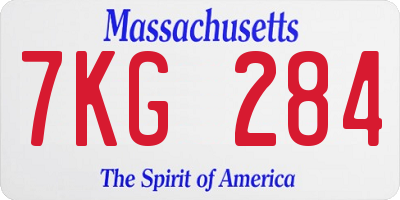 MA license plate 7KG284